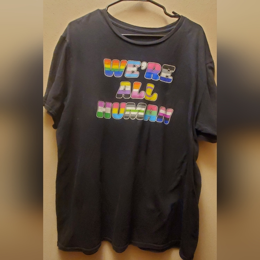 Unisex  black tshirt say We are all Human